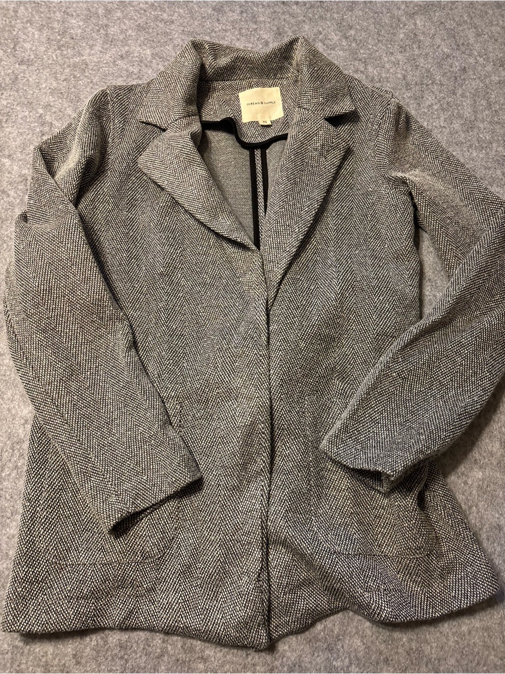 Thread & Supply Gray Herringbone Blazer Jacket